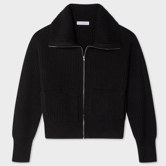 White+Warren Merino Blend Ribbed Zip Up Jacket - Picture 3 of 8